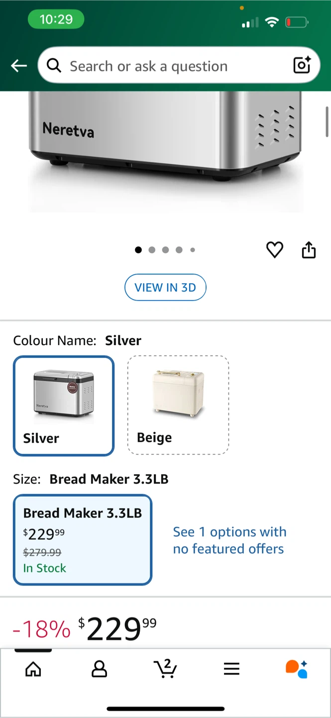 Neretva Bread Maker Machine PE9806U - Silver