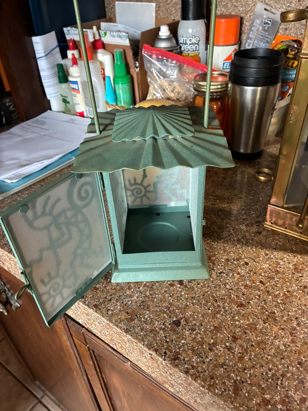 Green Metal Lantern with Kokopelli Design - photo 2