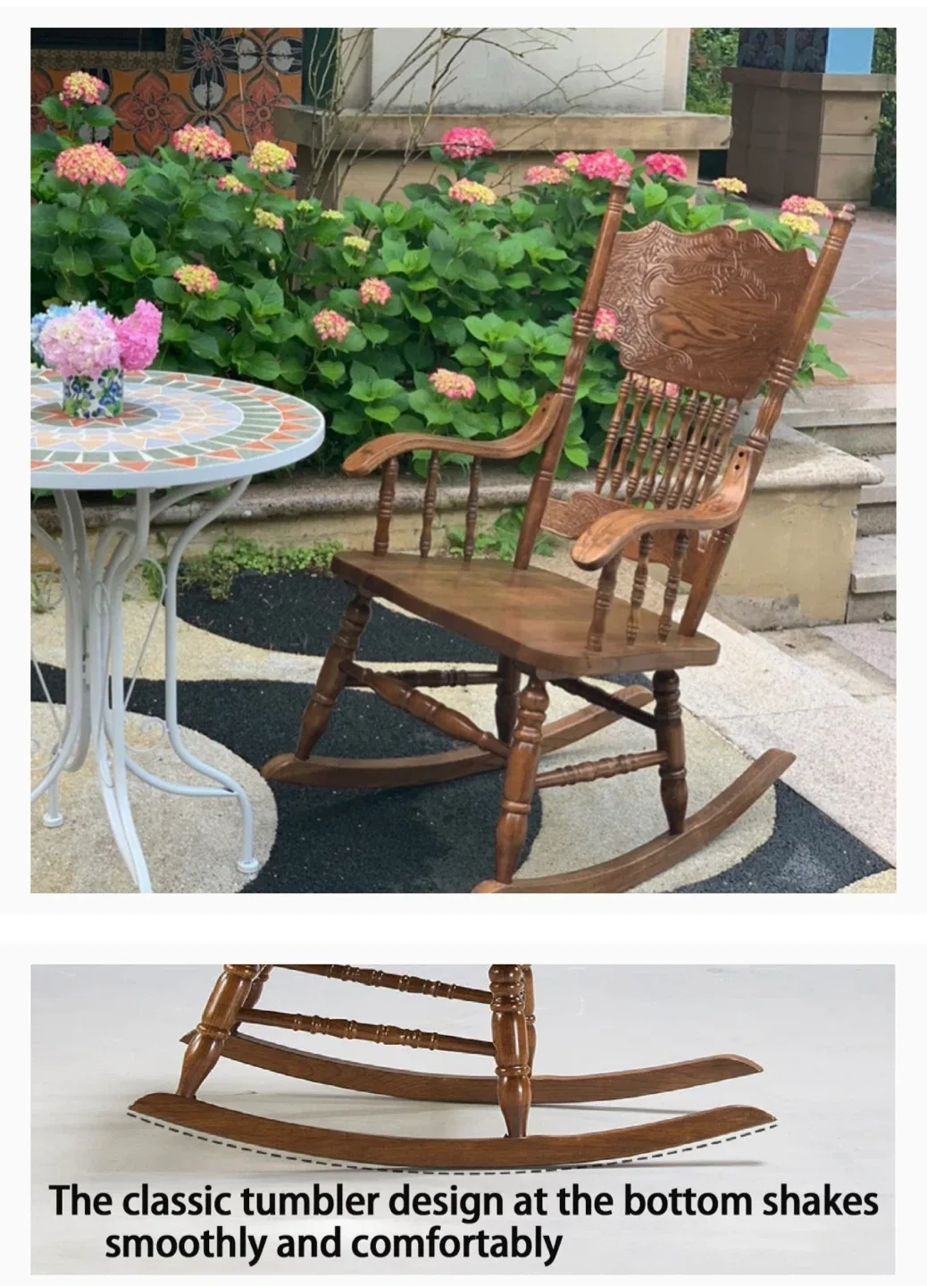 Wooden Patio Rocking Chair EUC 🥕 image indicator(5)