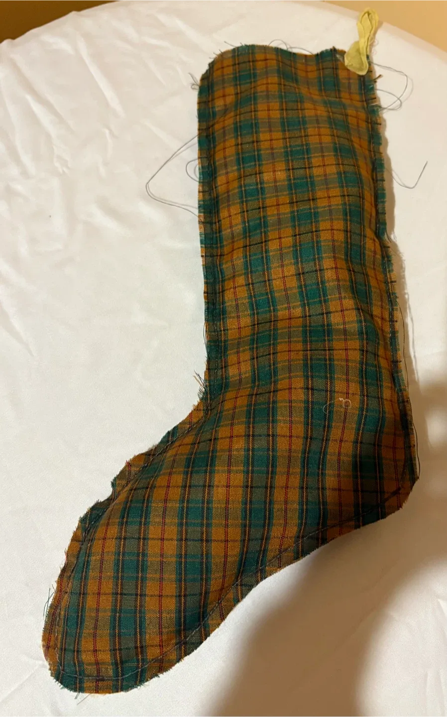 Handmade Plaid Christmas Stocking with Snowman image indicator(5)