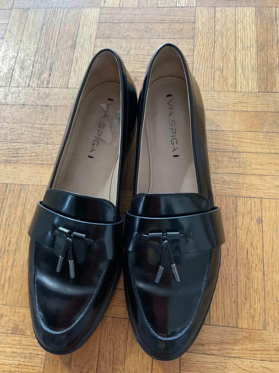 Via Spiga Black Leather Loafers thumbnail