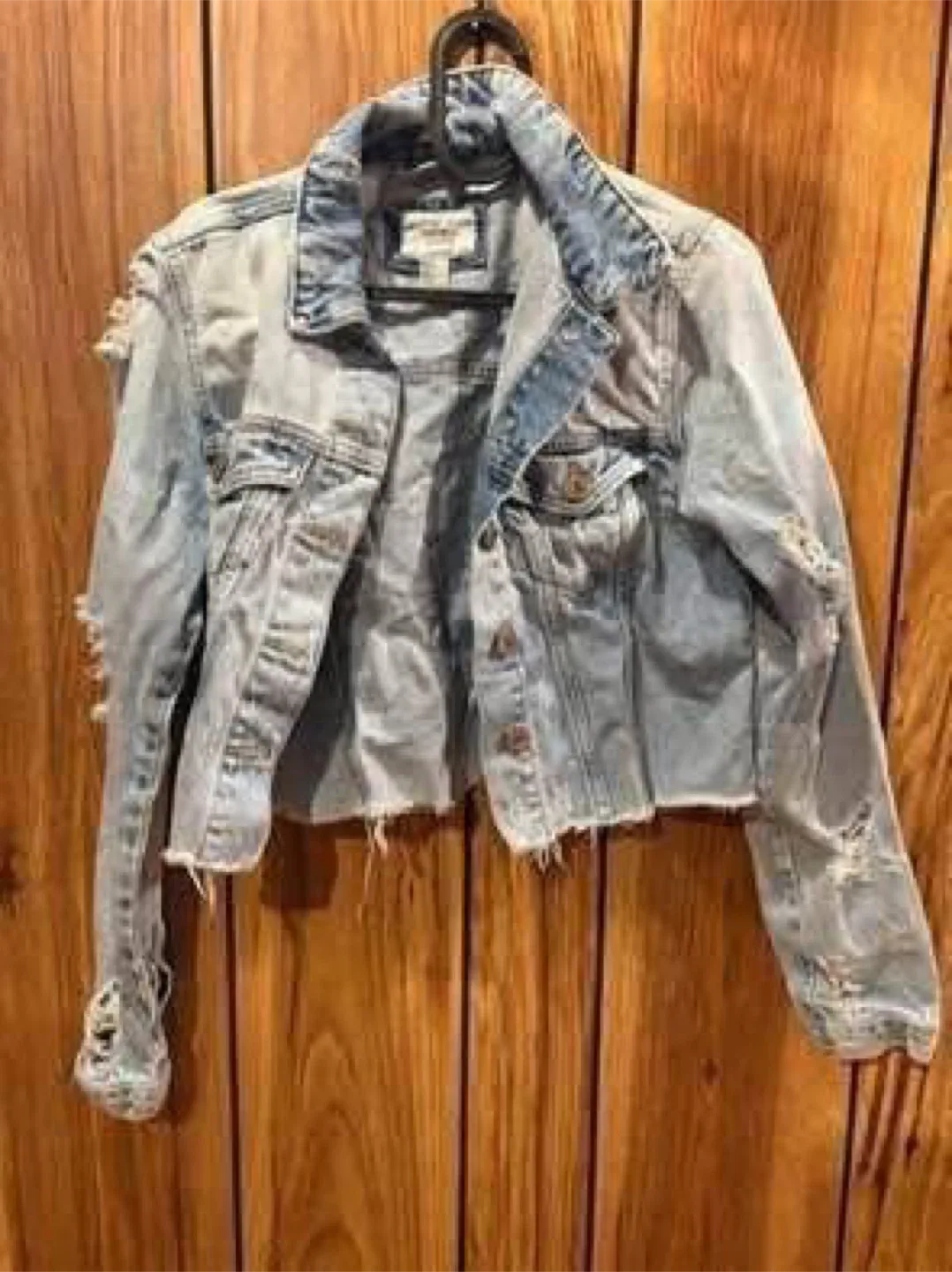 Forever 21 Ripped Jean Jacket (Small) (Barely worn, Like new) thumbnail