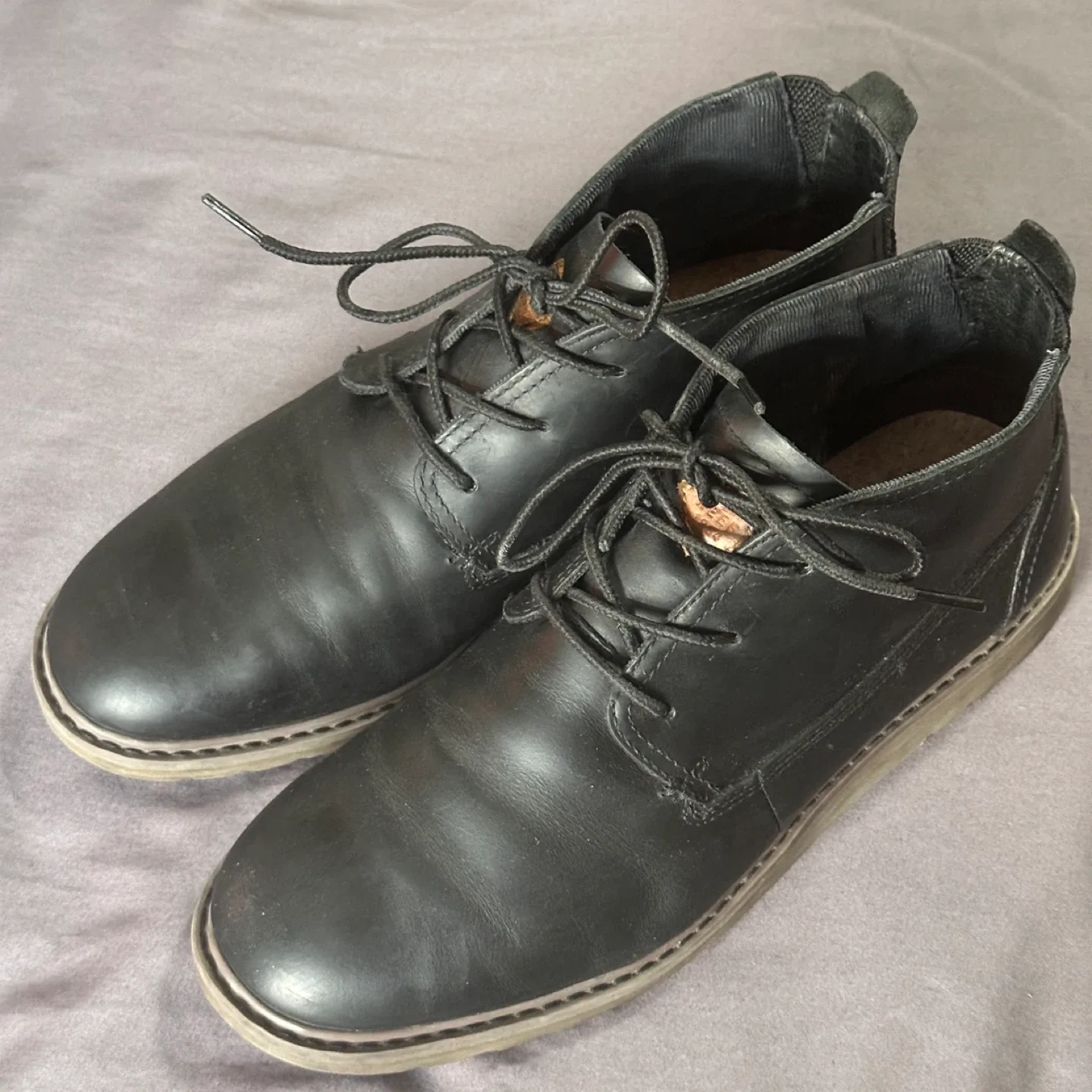 Reef Black Leather Chukka Boots-Size 10