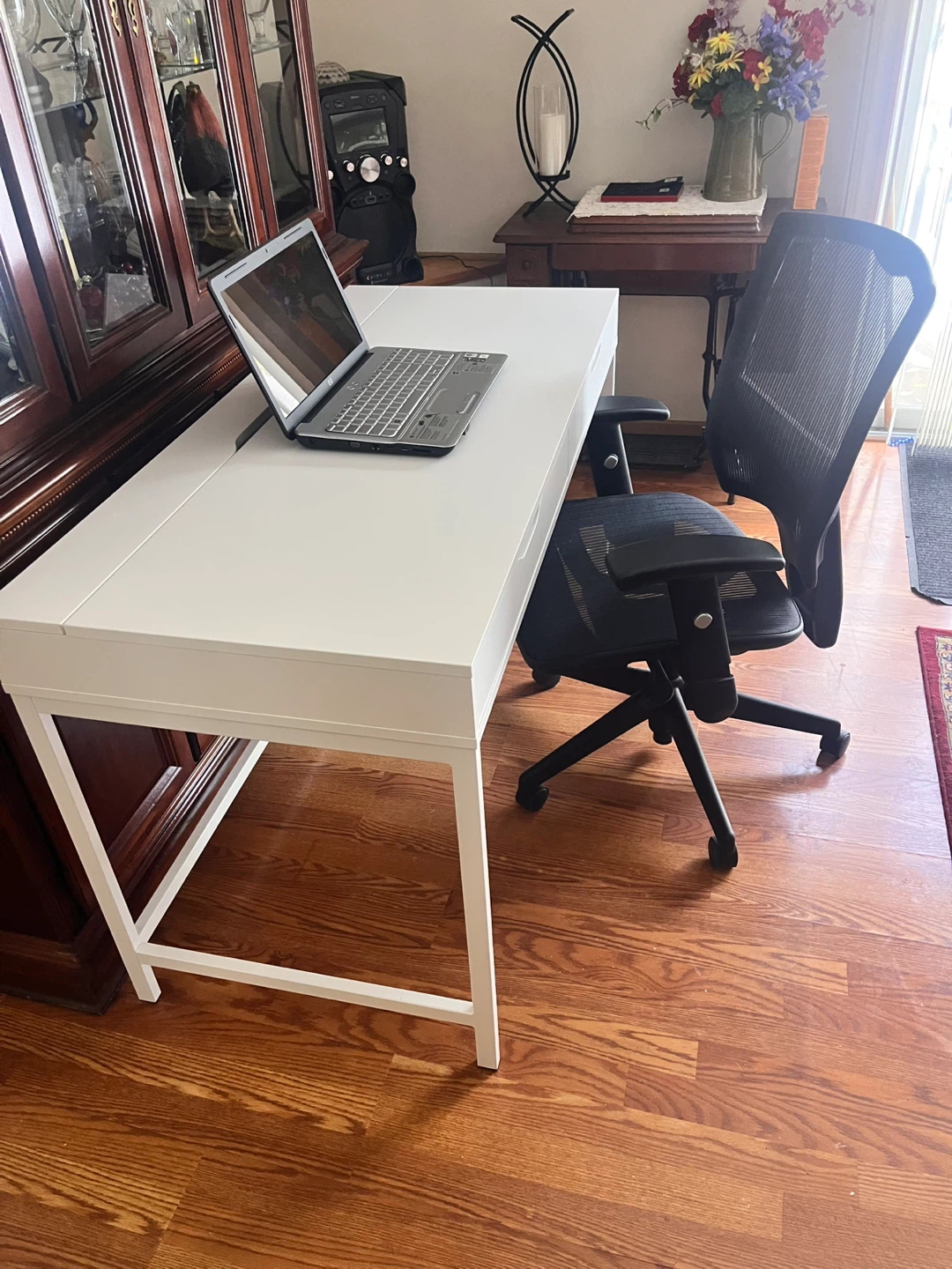 White Desk & Black Office Chair
