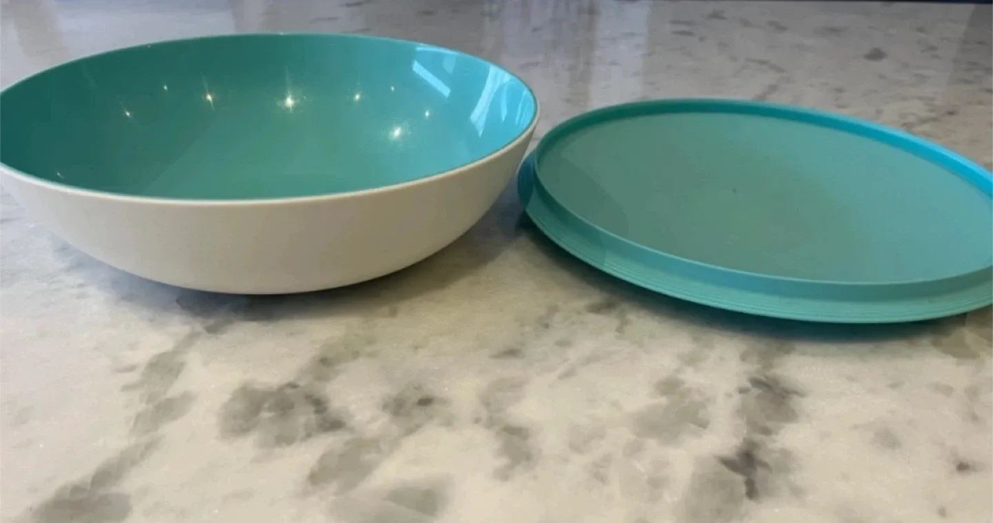 Tupperware Brand: Large Servalier Bowl with Lid - Teal/White image indicator(6)