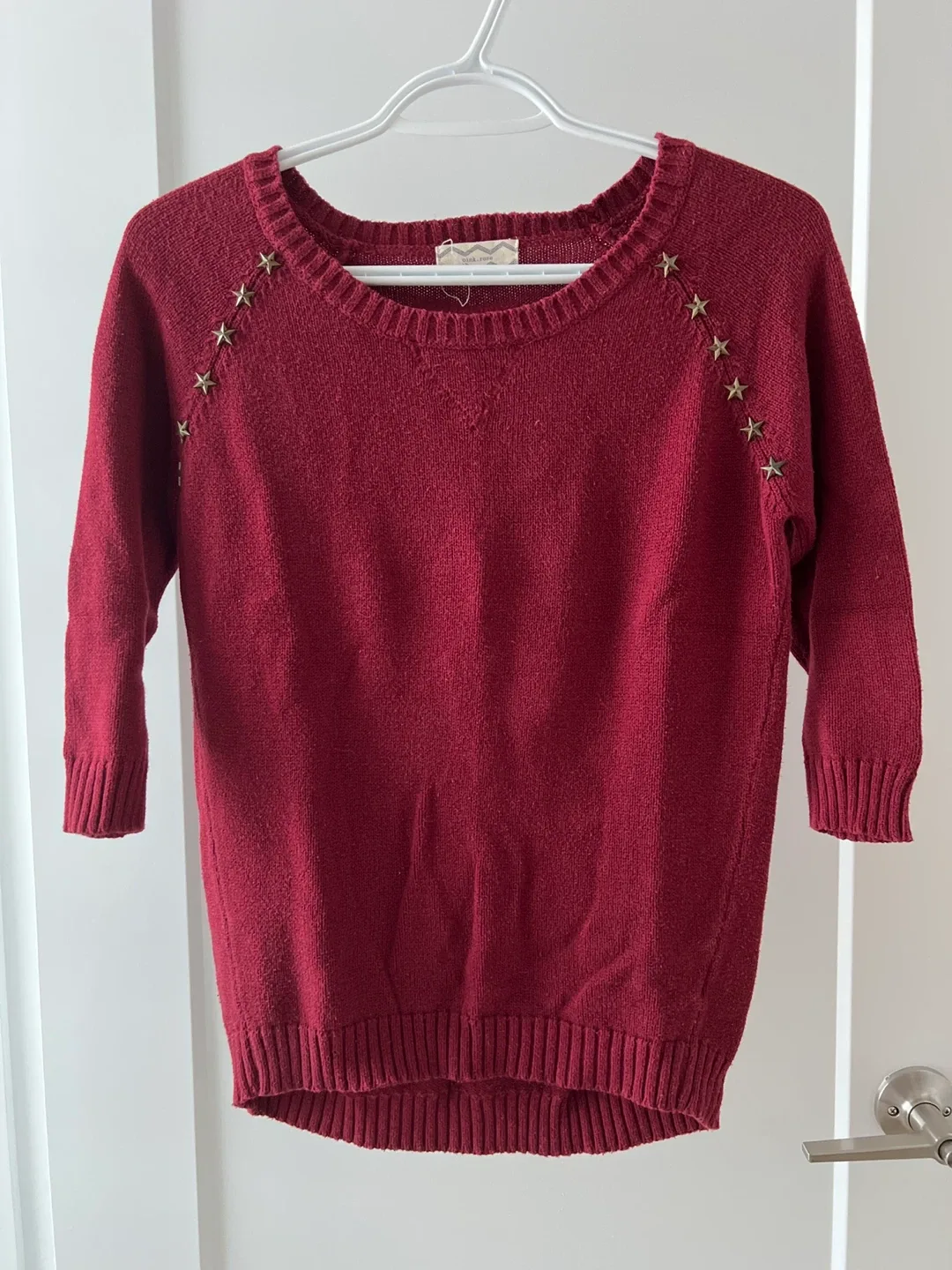 Burgundy Sweater with Stars - Size S