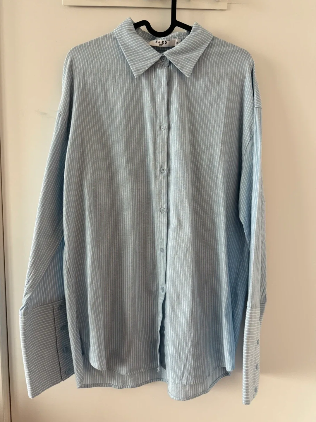 NA-KD Oversized Striped Linen Blend Shirt thumbnail