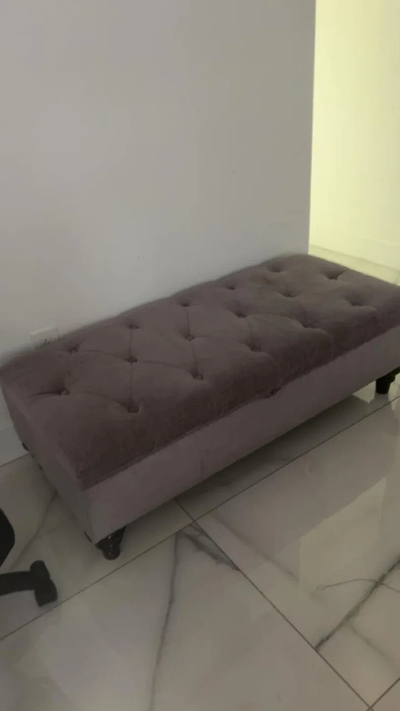 Tufted Ottoman Bench - Purple