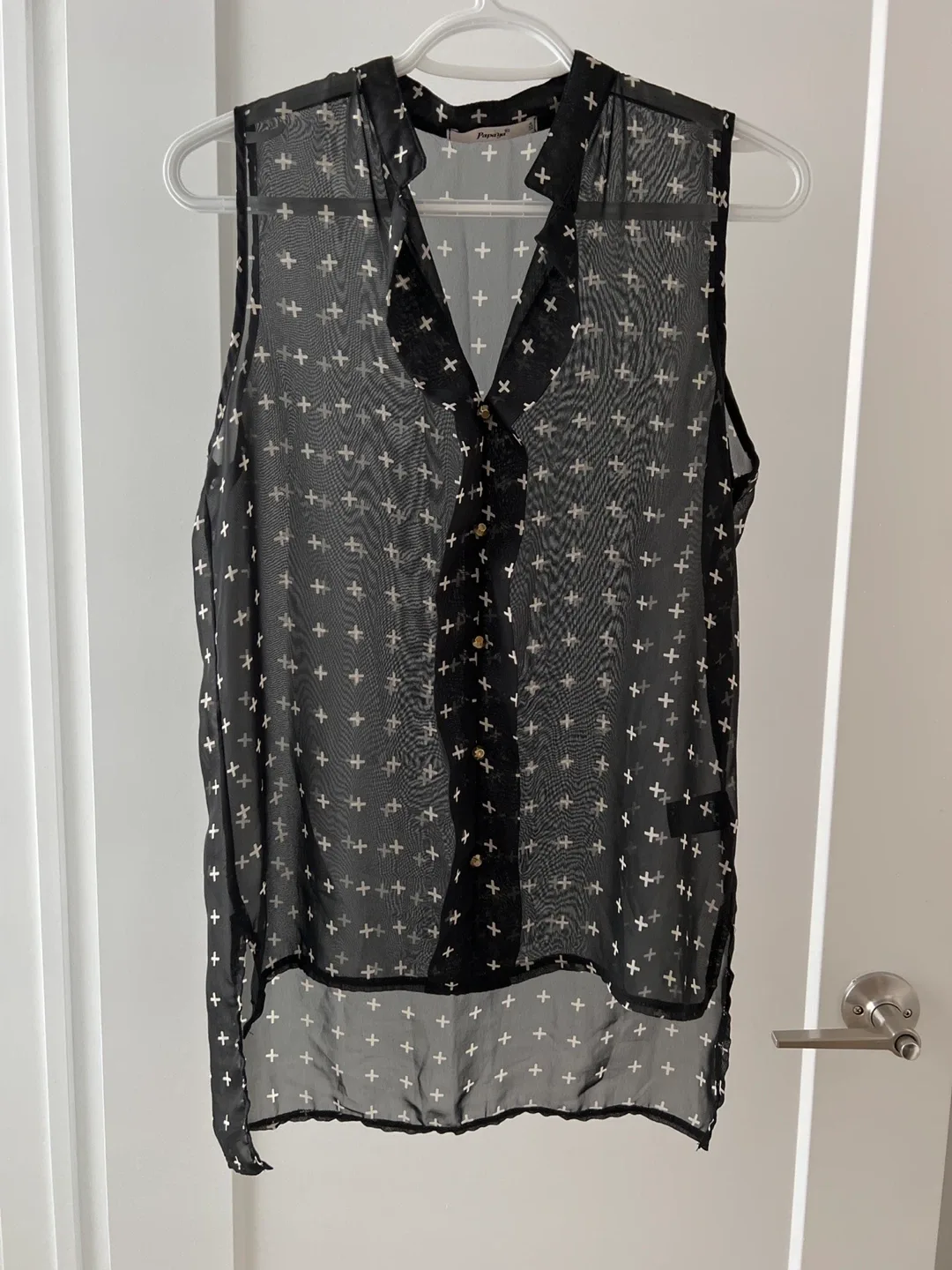 Papaya Black Sheer Blouse