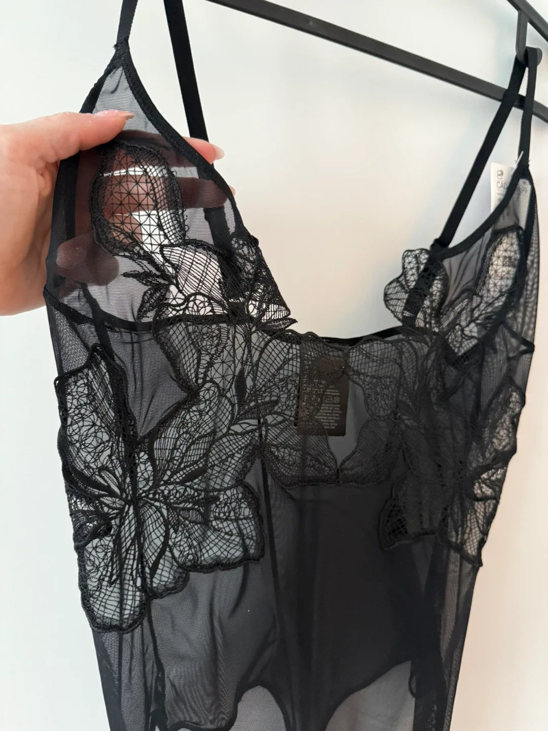 H&M Black Floral Lace Bodysuit - Size L image indicator(2)