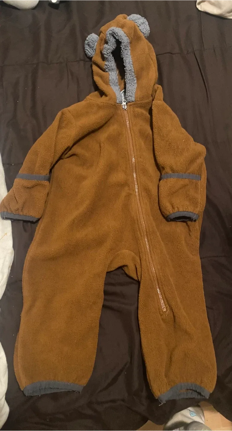 Brown Fleece Bear Onesie 6-12 months thumbnail