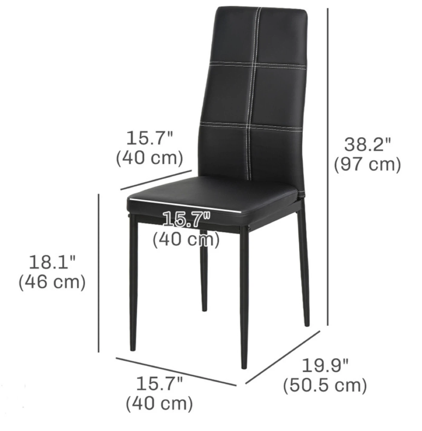 SET OF 4 PU LEATHER HIGH BACK DINING CHAIRS