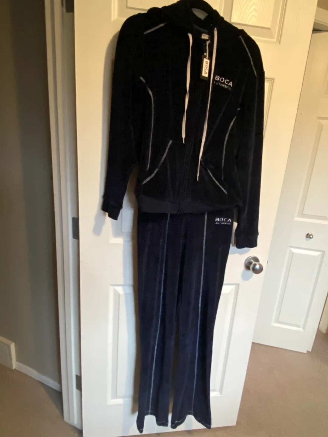 🥕 Brand New Boca Authentic Navy Blue Velour Tracksuit - New image indicator(4)
