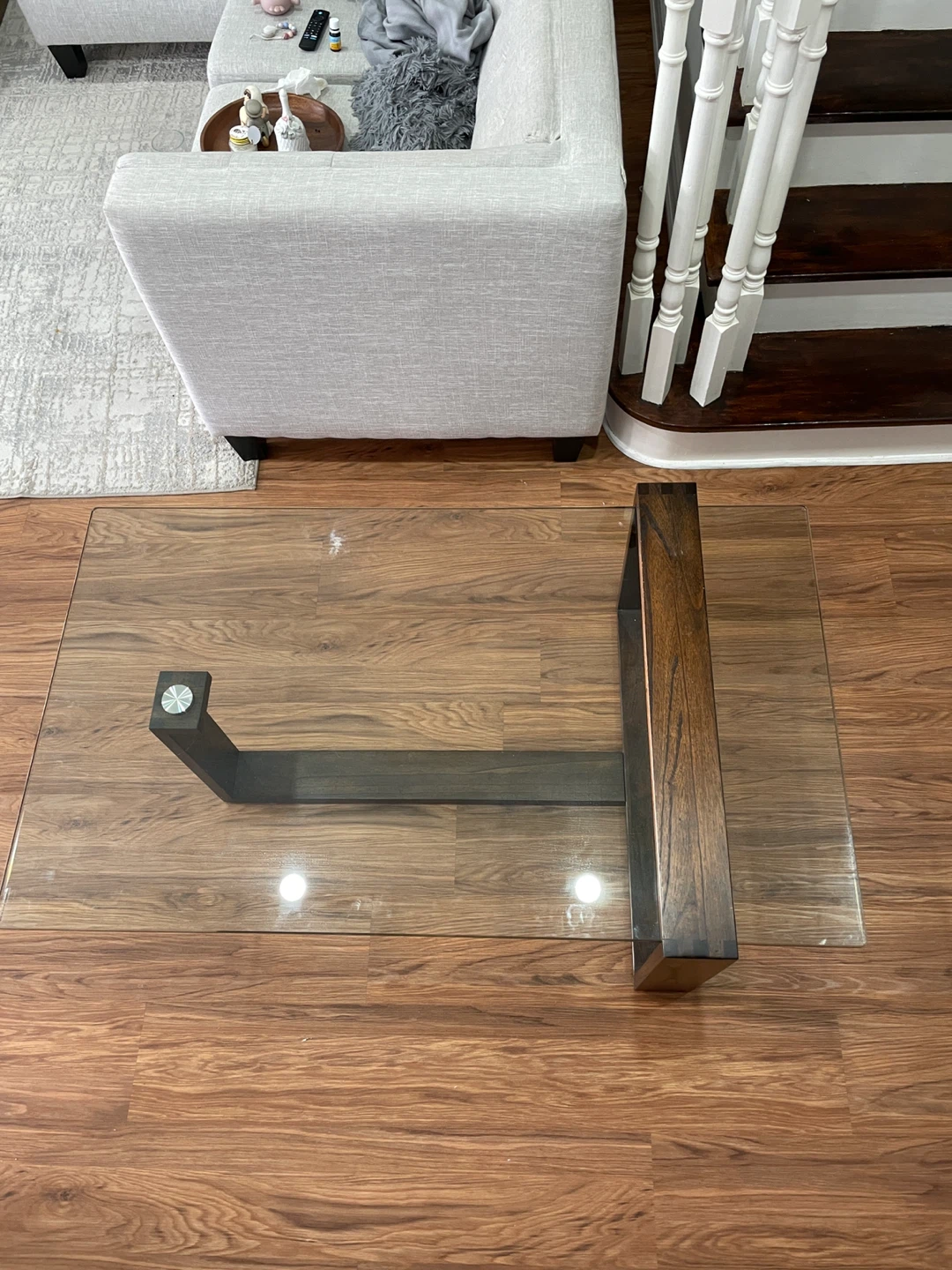 Glass Top Coffee Table with Wood Frame - photo 3