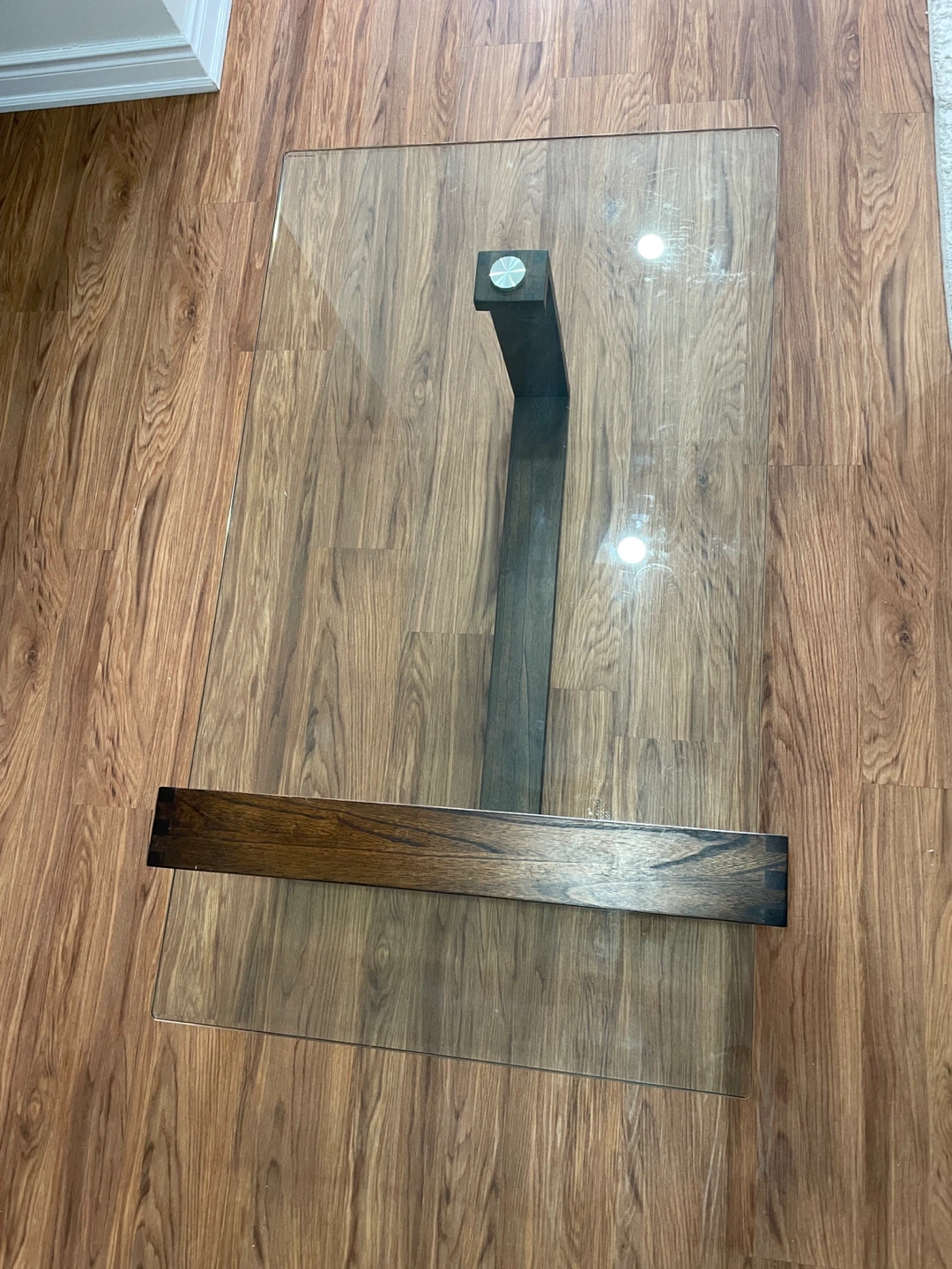 Glass Top Coffee Table with Wood Frame - photo 2