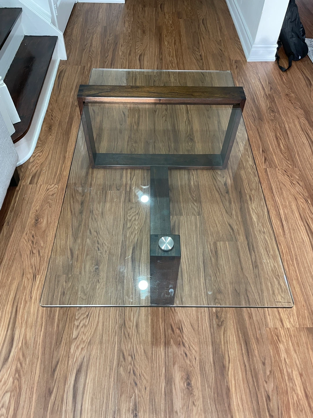 Glass Top Coffee Table with Wood Frame - photo 4