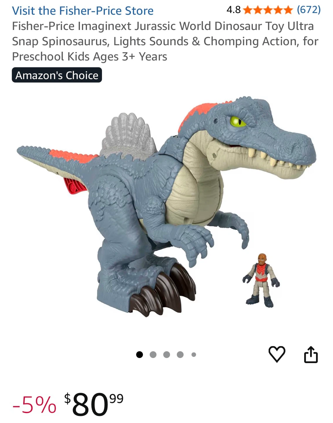 Mattel  Roaring Flashing dinasaur HML41