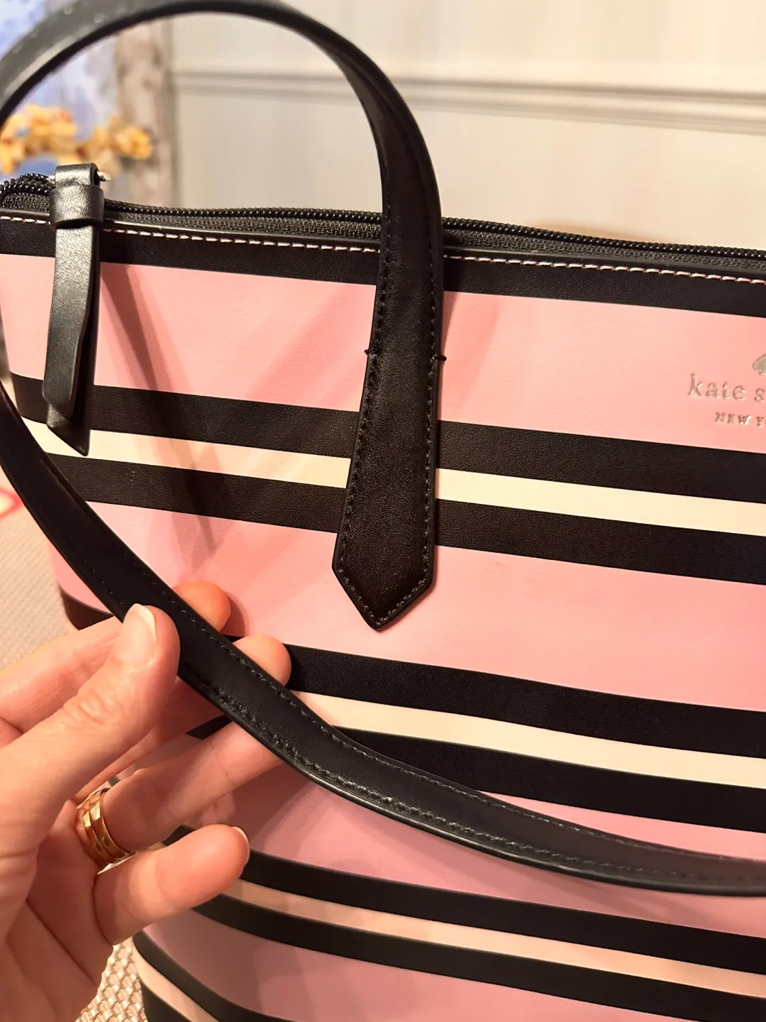 Kate Spade Pink Stripe Tote Bag image indicator(2)