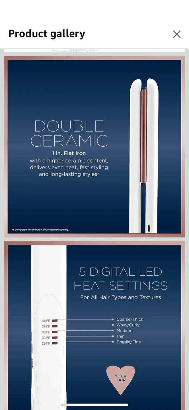 Conair Double Ceramic Flat Iron, QUO curling iron and dryer image indicator(3)