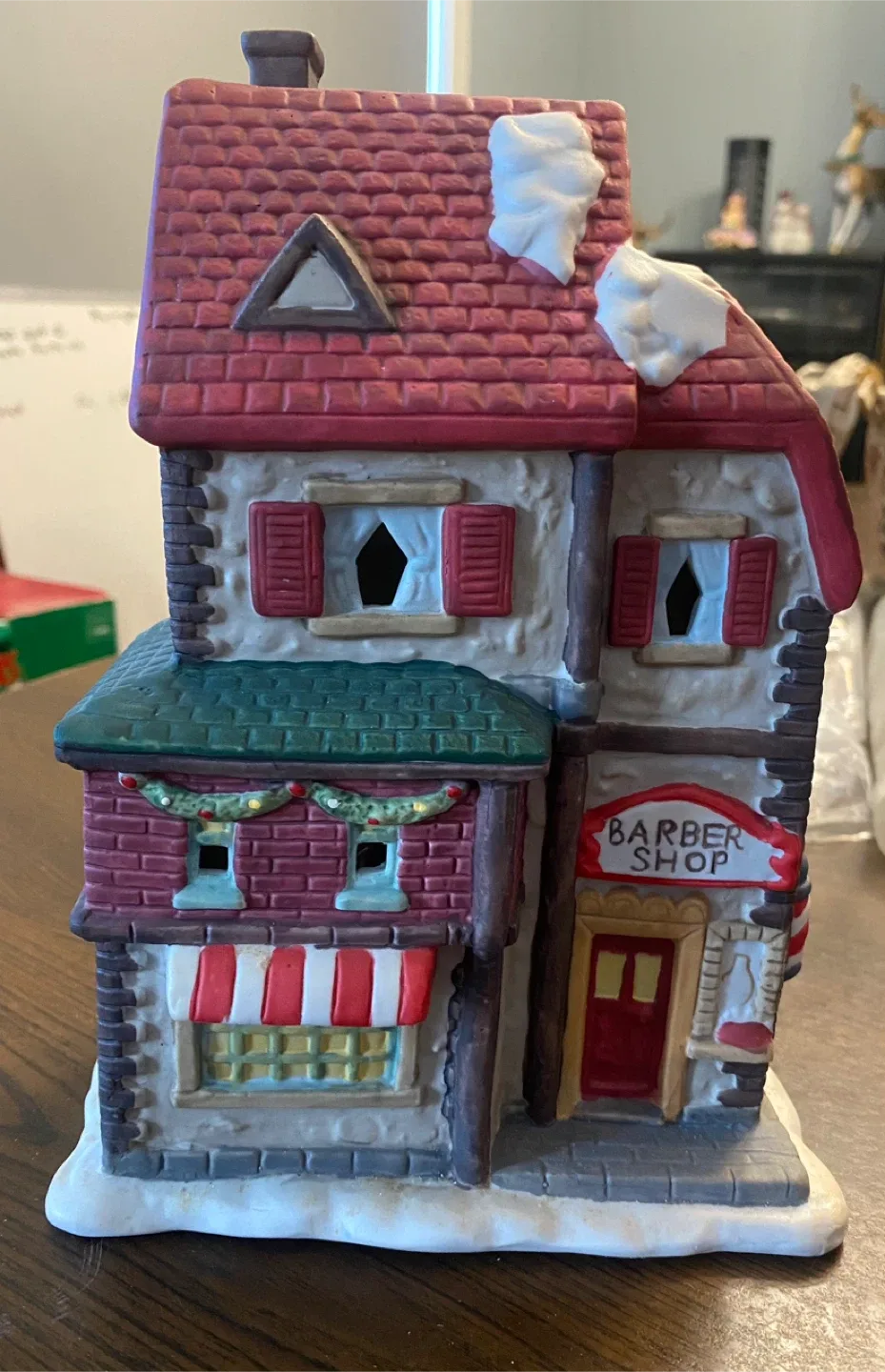 Santa's Trim Shoppe Porcelain Barber Shop - 8 pc