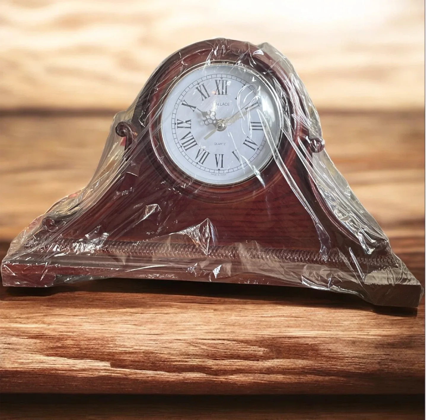 Wallace Solid Wood Walnut Finish Mantel Clock - NEW