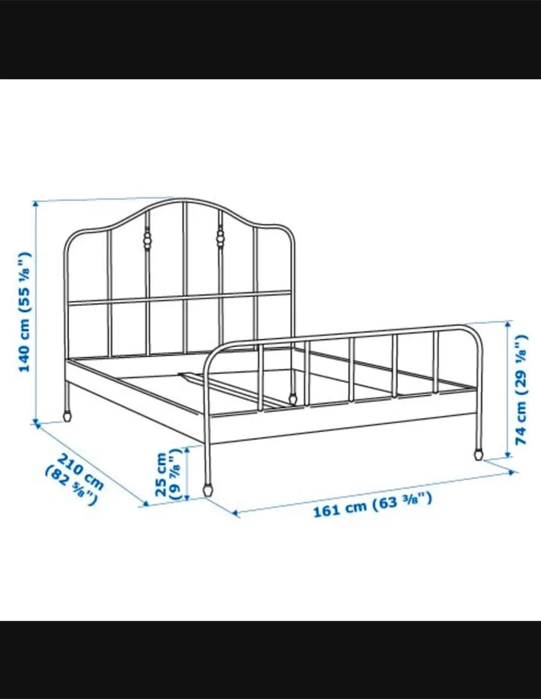 🥕IKEA Hemnes Black Bed Frame - Queen Size image indicator(2)