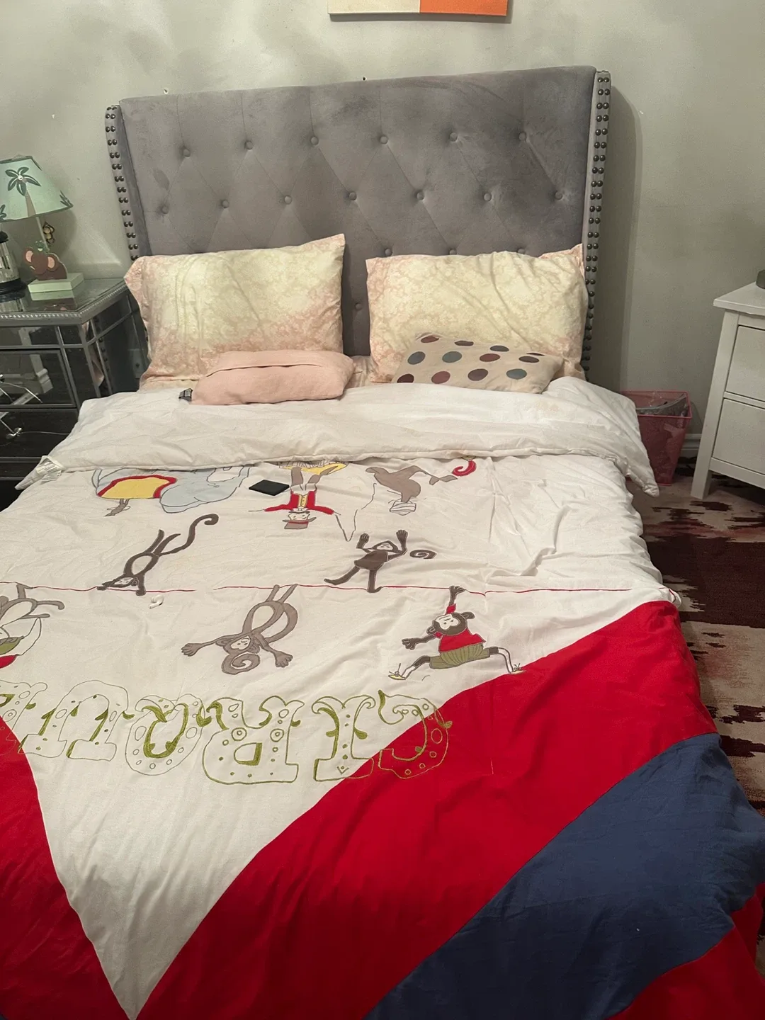 Grey Upholstered Bed Frame image indicator(2)