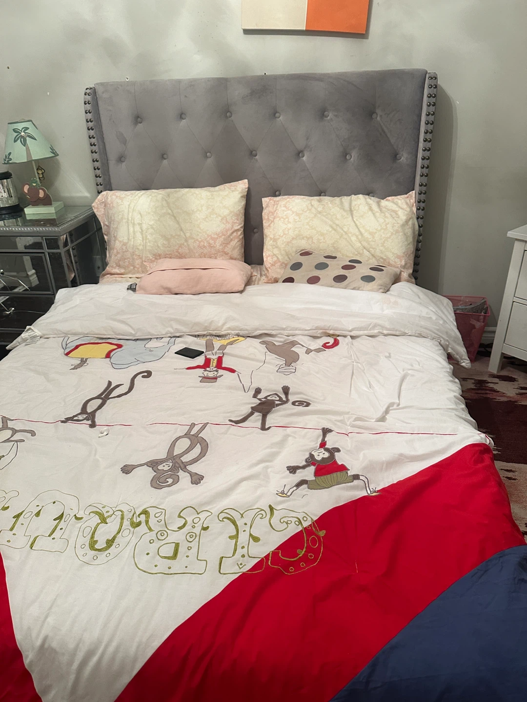 Grey Upholstered Bed Frame
