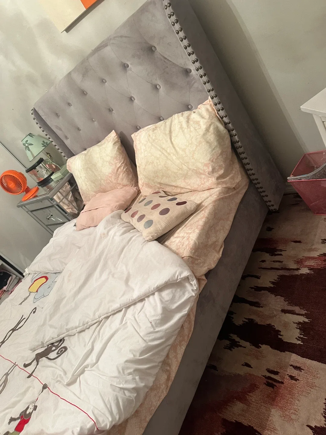 Grey Upholstered Bed Frame image indicator(3)