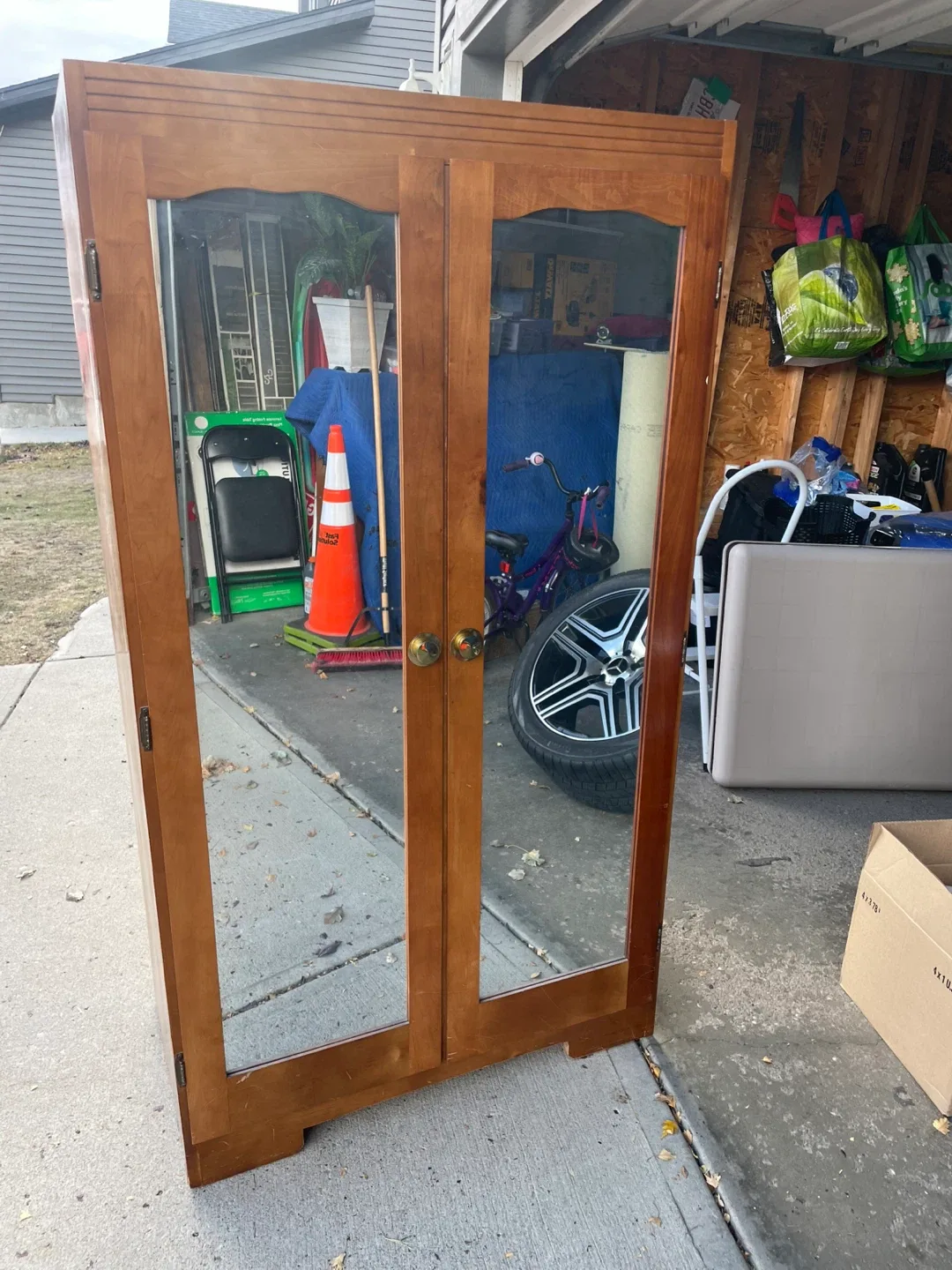 Wooden Wardrobe with Mirrored Doors thumbnail