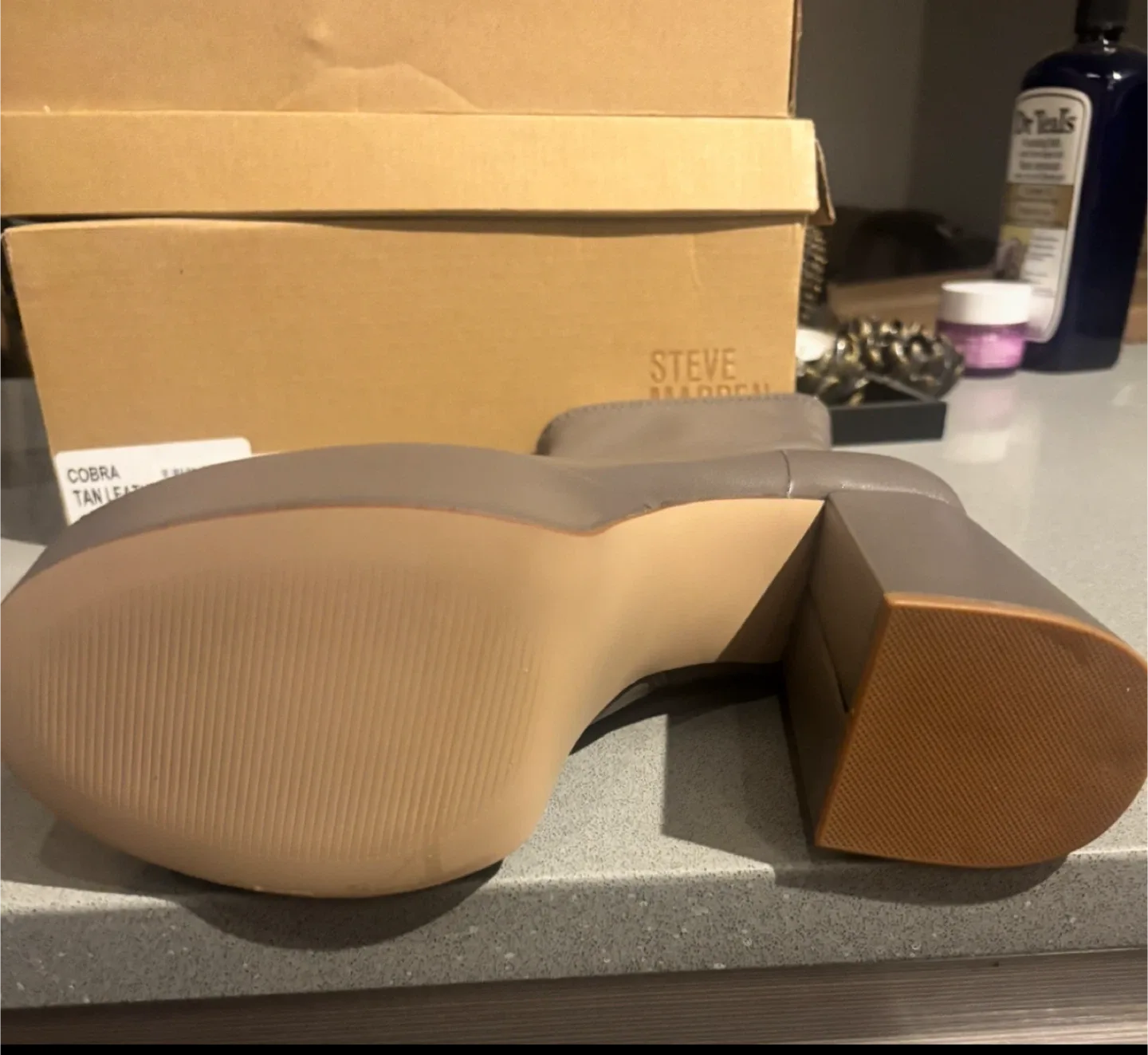 New Steve Madden Cobra Tan Leather Platform Boots - Size 10 image indicator(4)