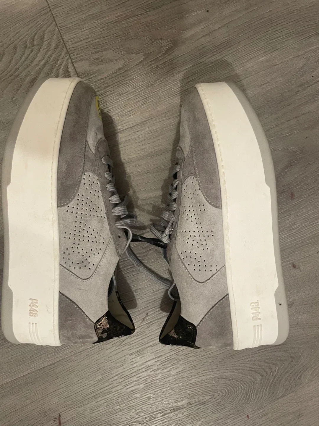 P448 Grey Suede Platform Sneakers, Size 9