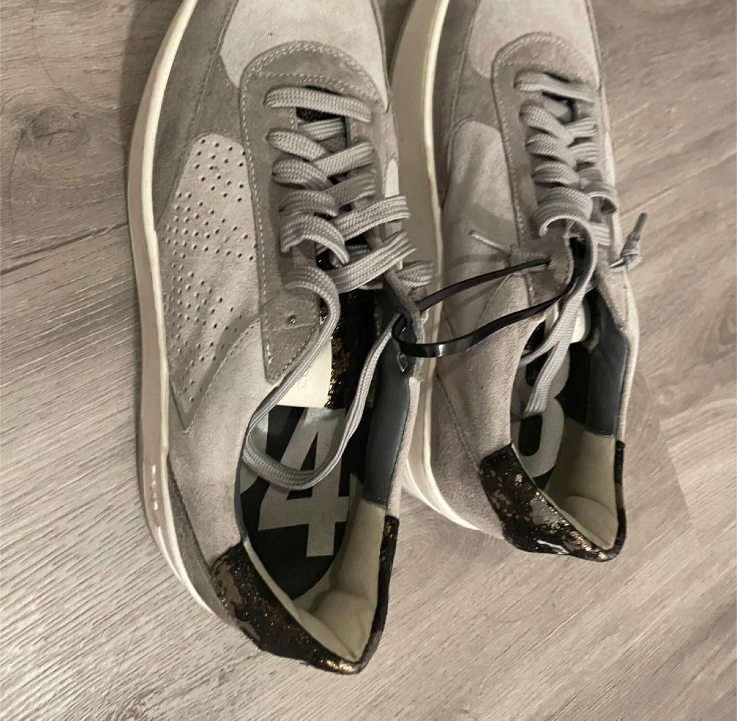 P448 Grey Suede Platform Sneakers, Size 9 - photo 3