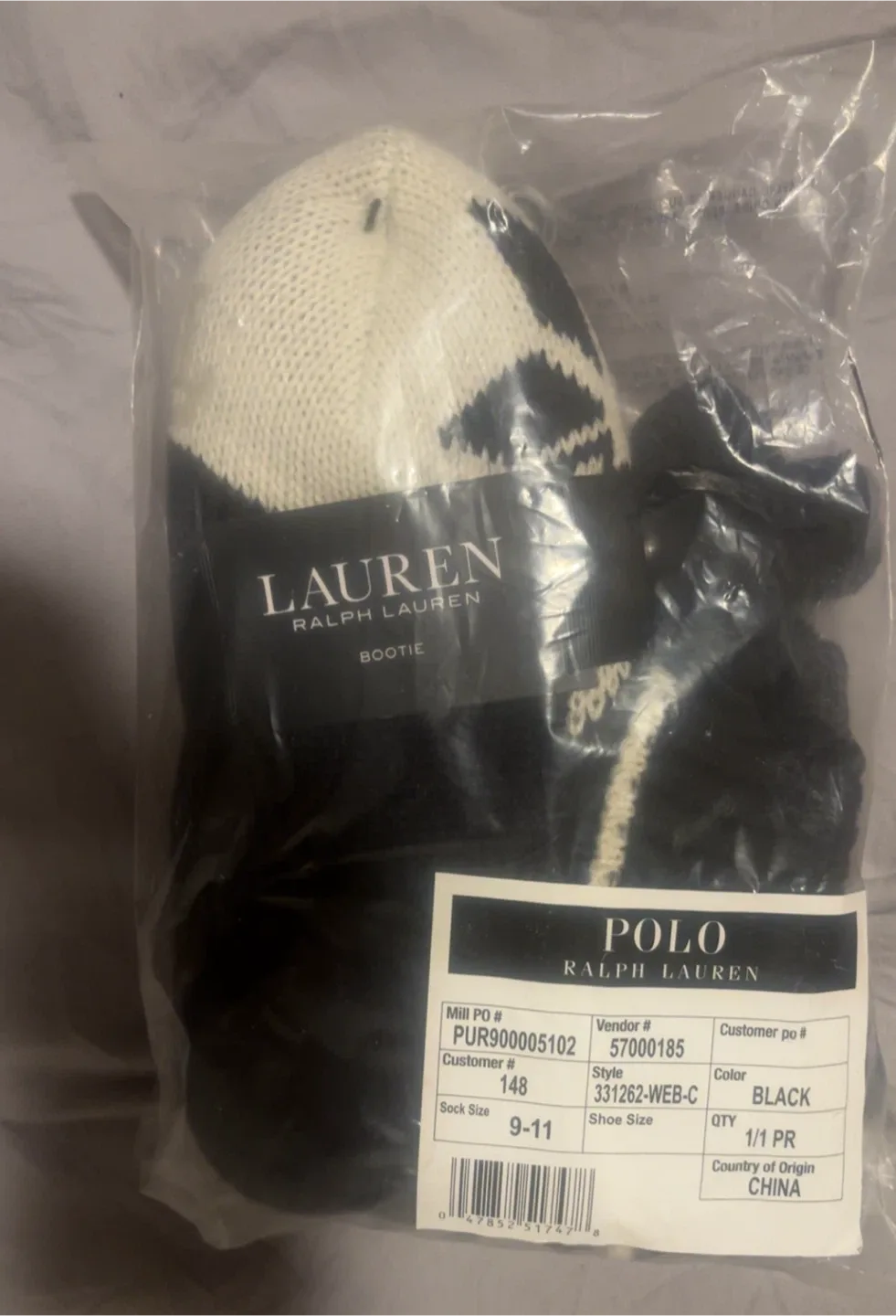 Ralph Lauren Bootie Socks - Size 9-11 (New)