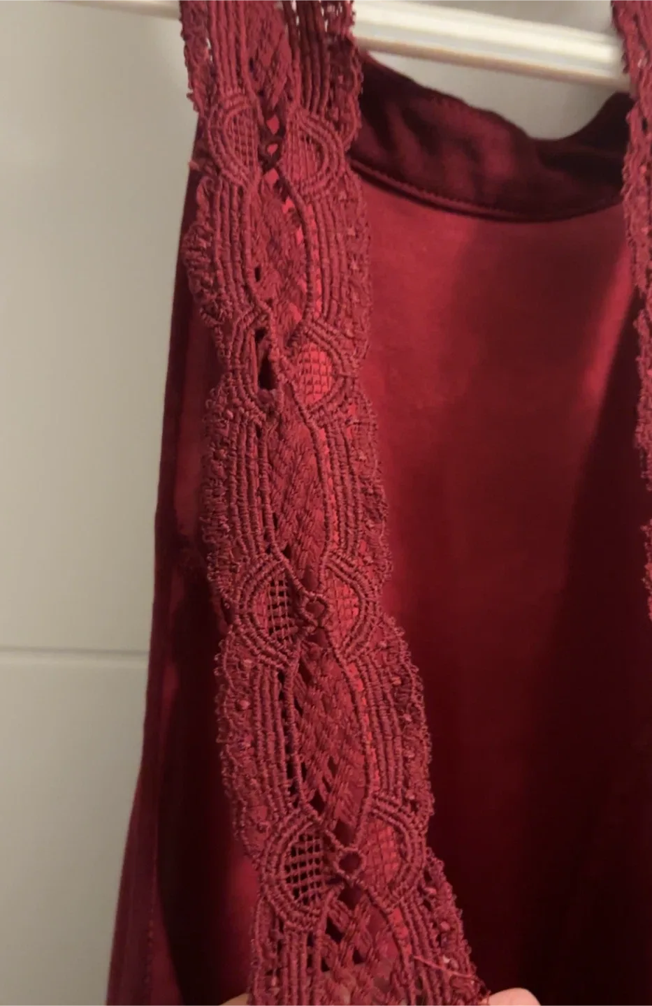Burgundy Halter Dress with Lace Detail image indicator(3)