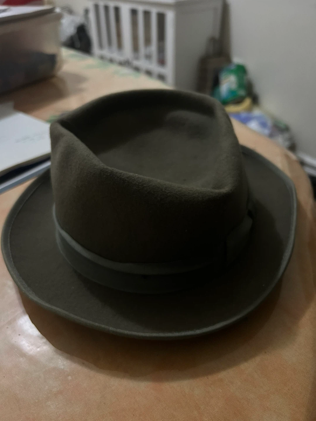 Olive Green Felt Hat - Size M