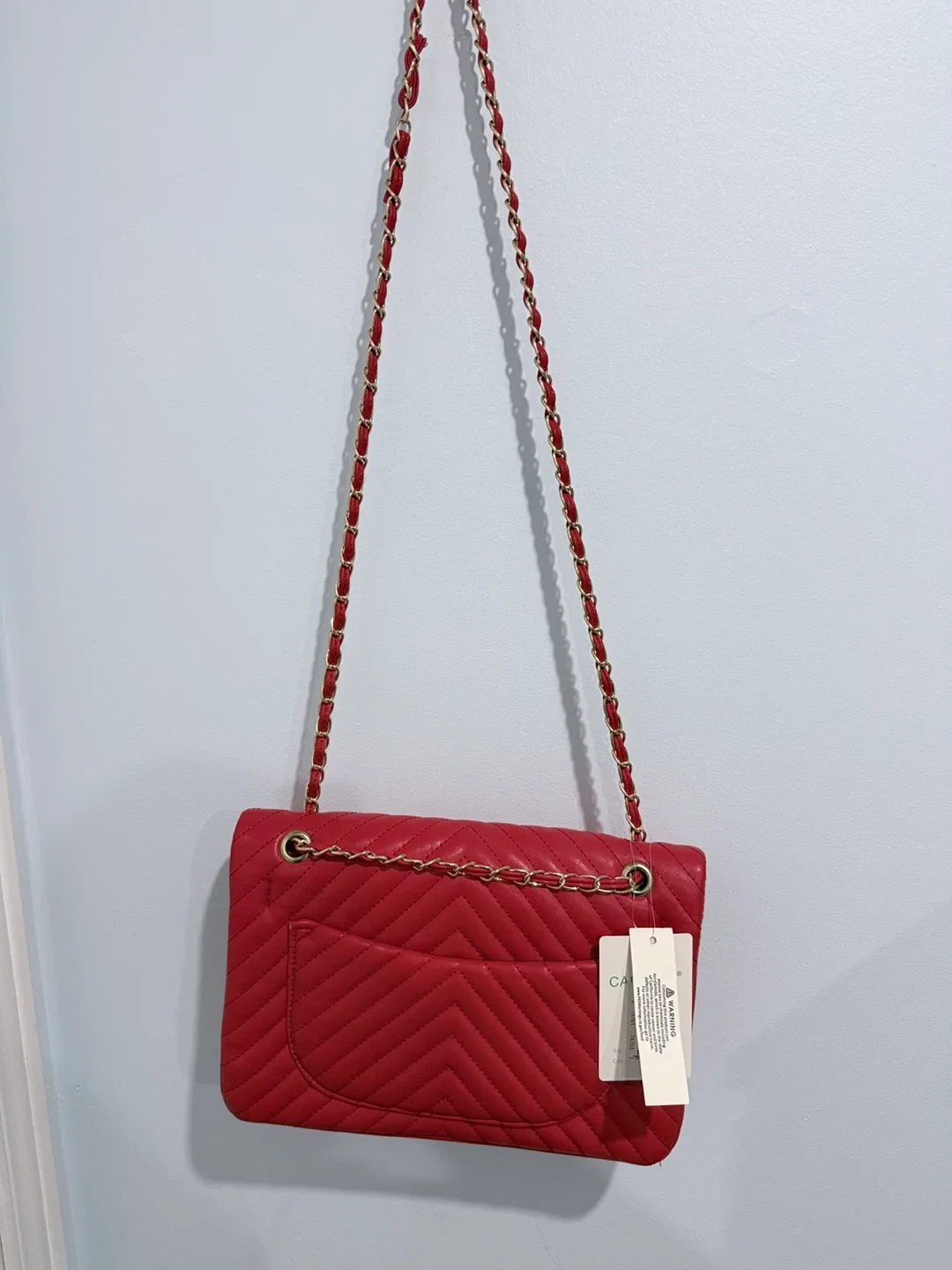 Caleesa Red Chevron Quilted Chain Bag image indicator(2)
