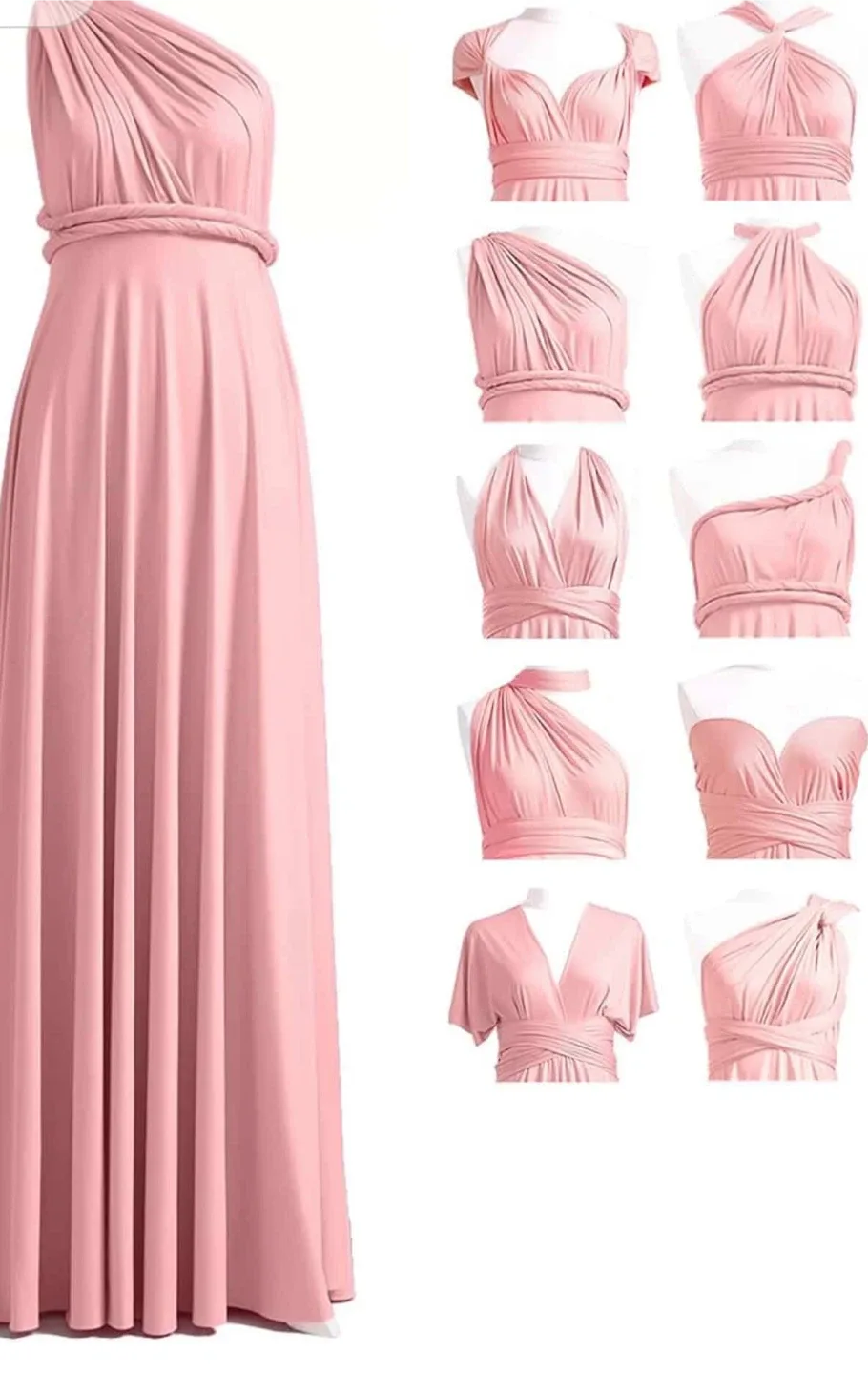 Elegant Convertible Blush Pink Maxi Dress 💕 thumbnail