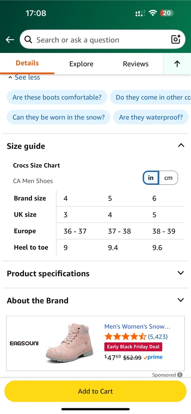 New Crocs Classic Lined Neo Puff Boot K - Size J6 image indicator(5)