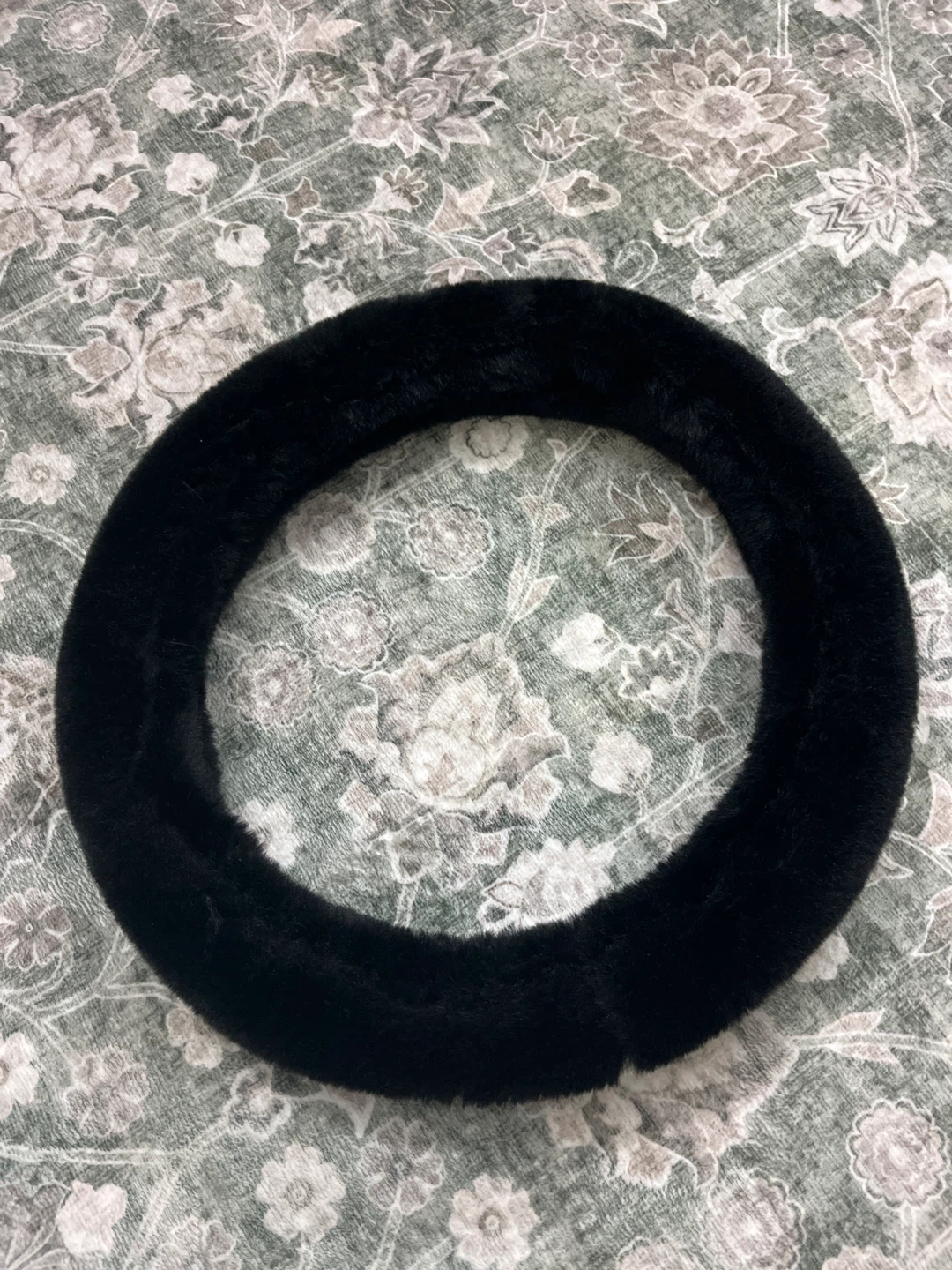 Black Furry Steering Wheel Cover