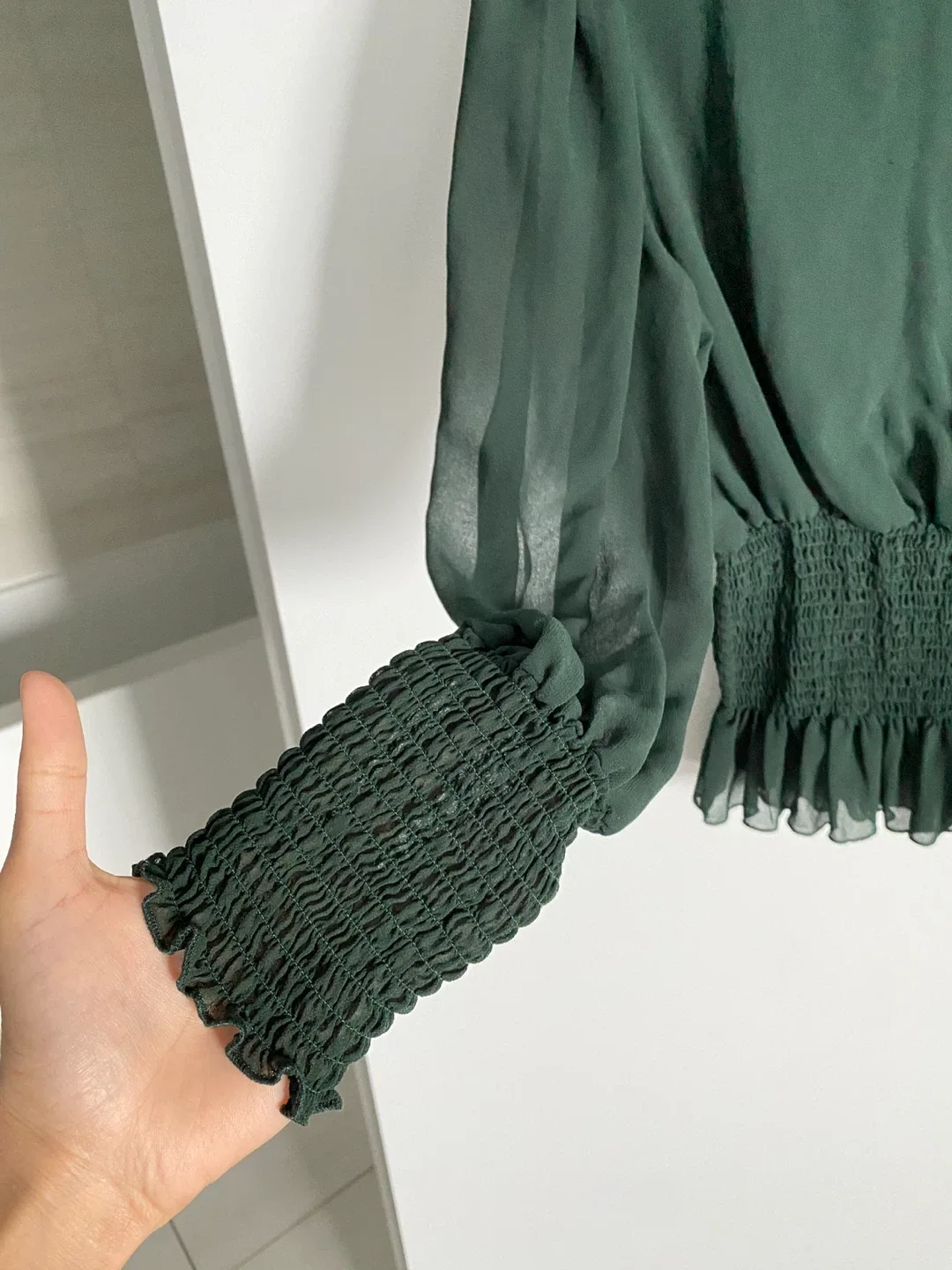 Elegant Olive Green Blouse image indicator(2)