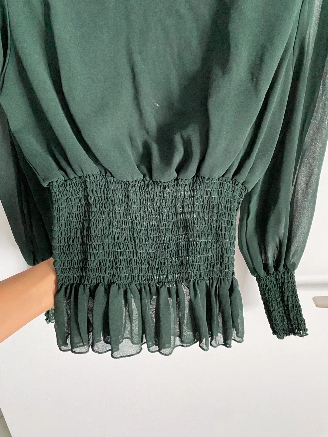 Elegant Olive Green Blouse image indicator(3)