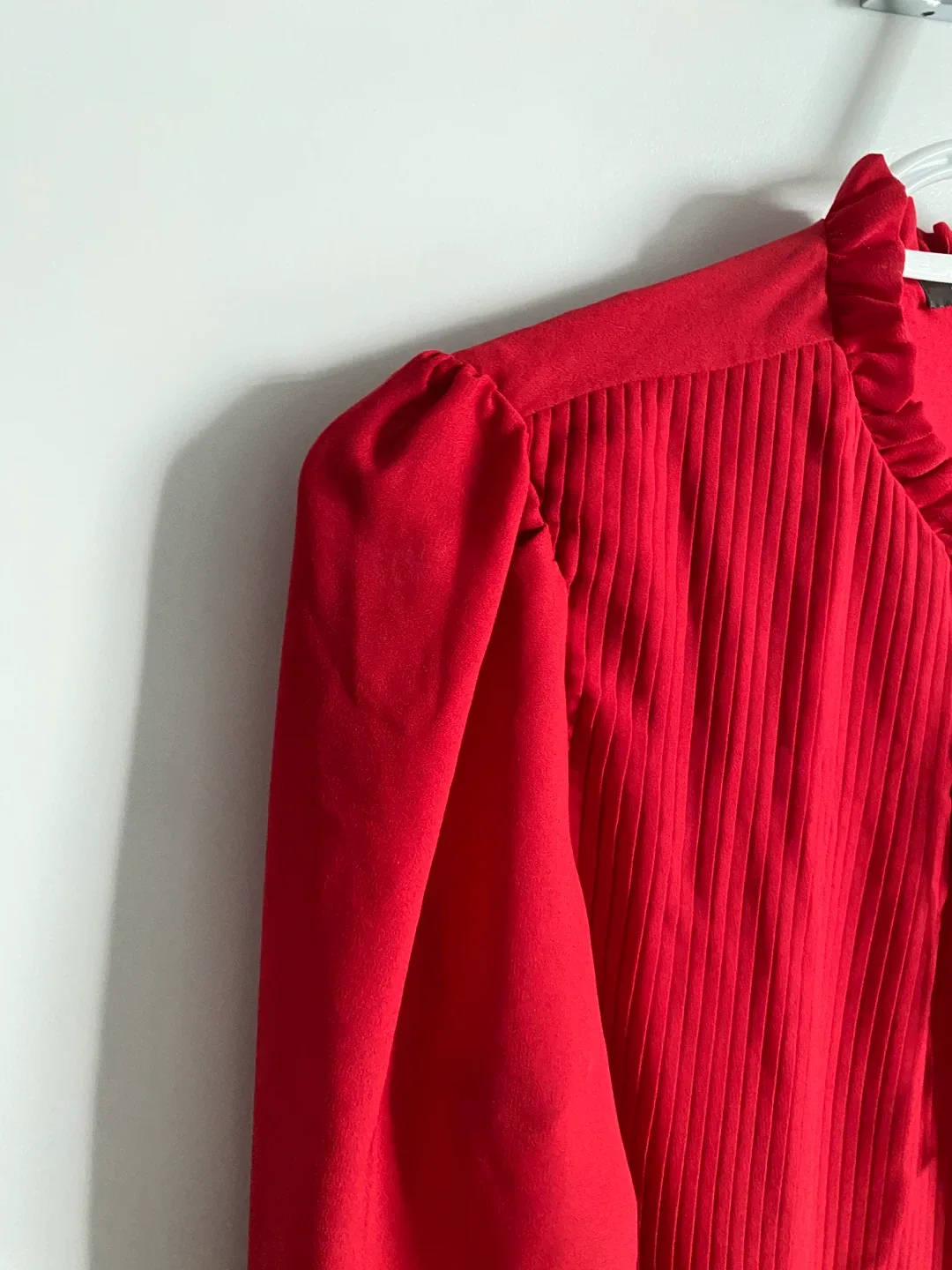 Elegant Strawberry Red Pleated Blouse image indicator(6)