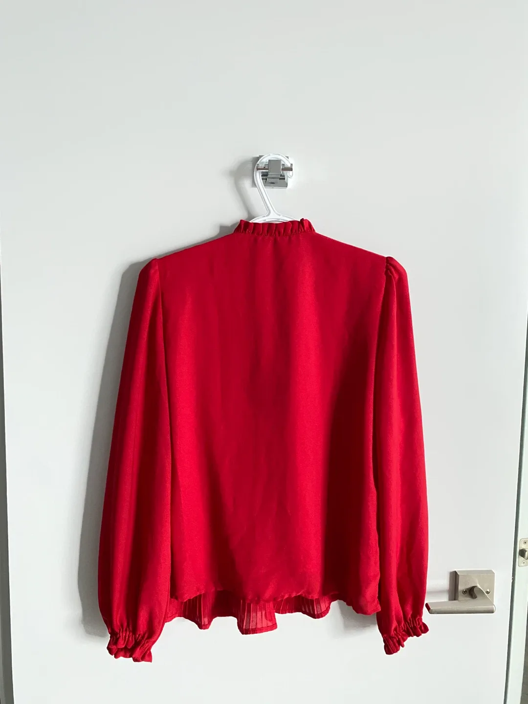 Elegant Strawberry Red Pleated Blouse image indicator(7)