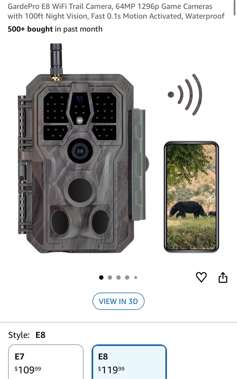 GardePro E8 WiFi Trail Camera - 64MP 1296p