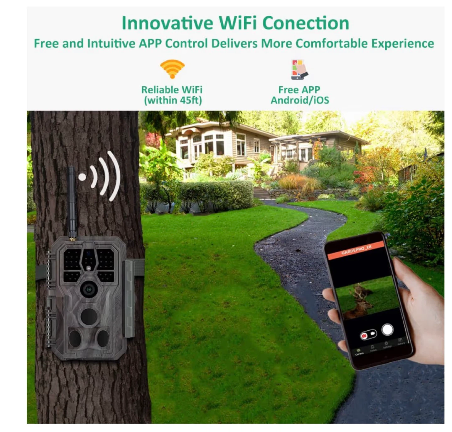 GardePro E8 WiFi Trail Camera - 64MP 1296p - photo 3