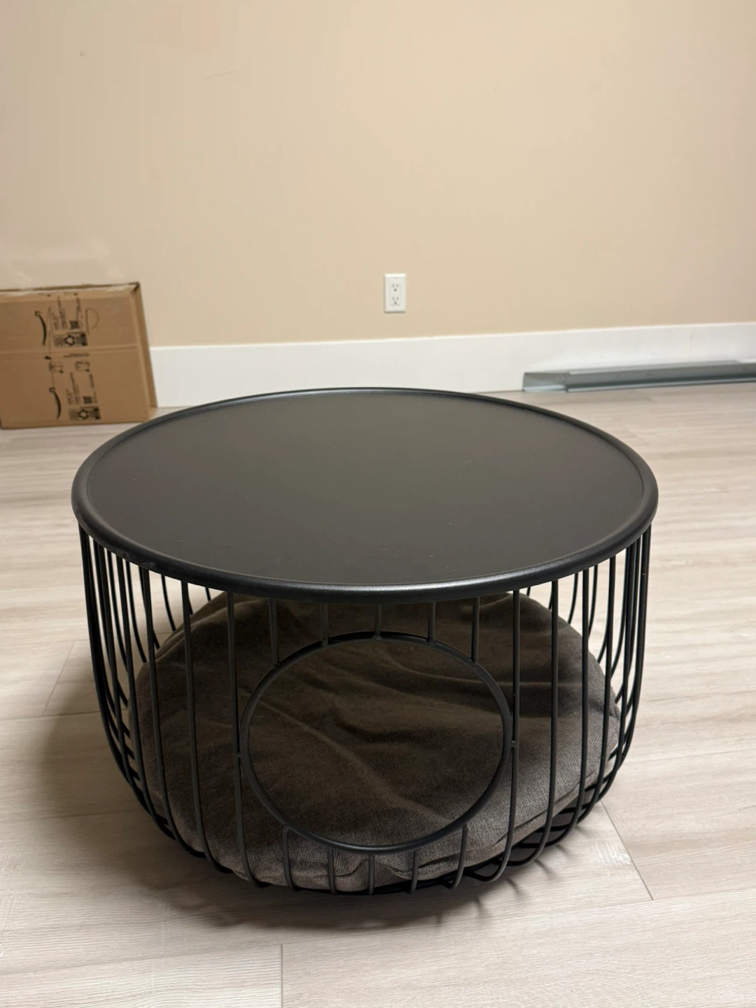 Round Black Coffee Table with Cushion Bed for Pet!