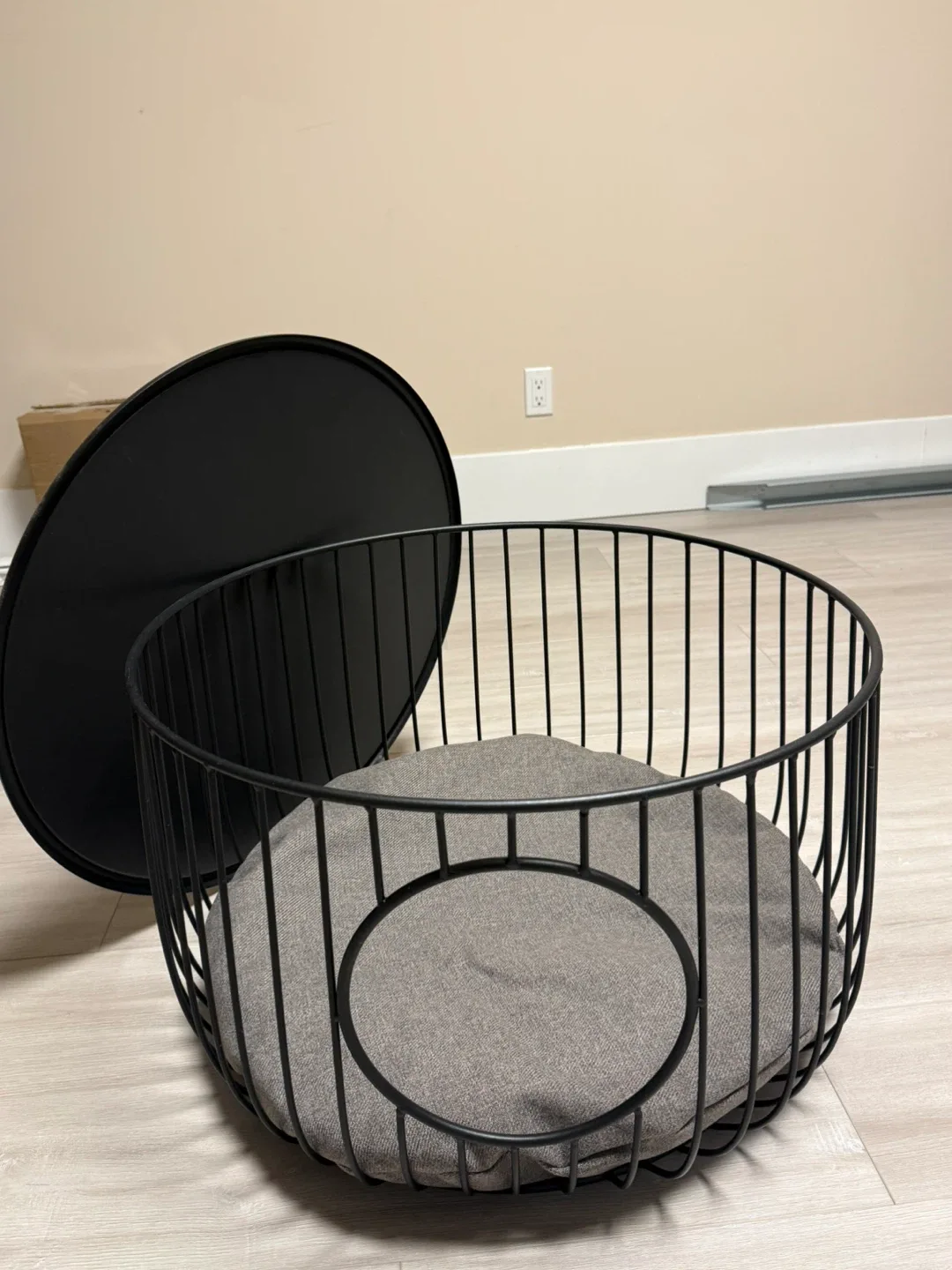 Round Black Coffee Table with Cushion Bed for Pet! image indicator(2)