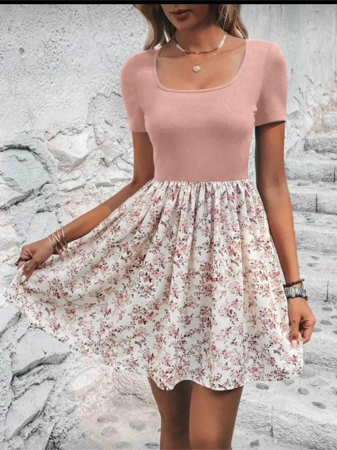 Floral Print Mini Dress - Size Large