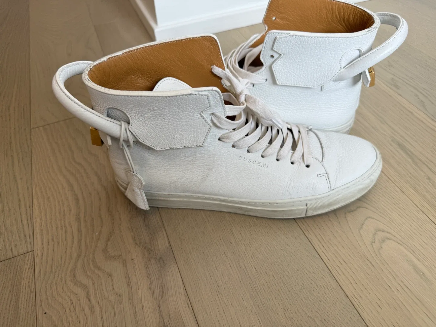 Buscemi White Leather High-Top Sneakers image indicator(4)